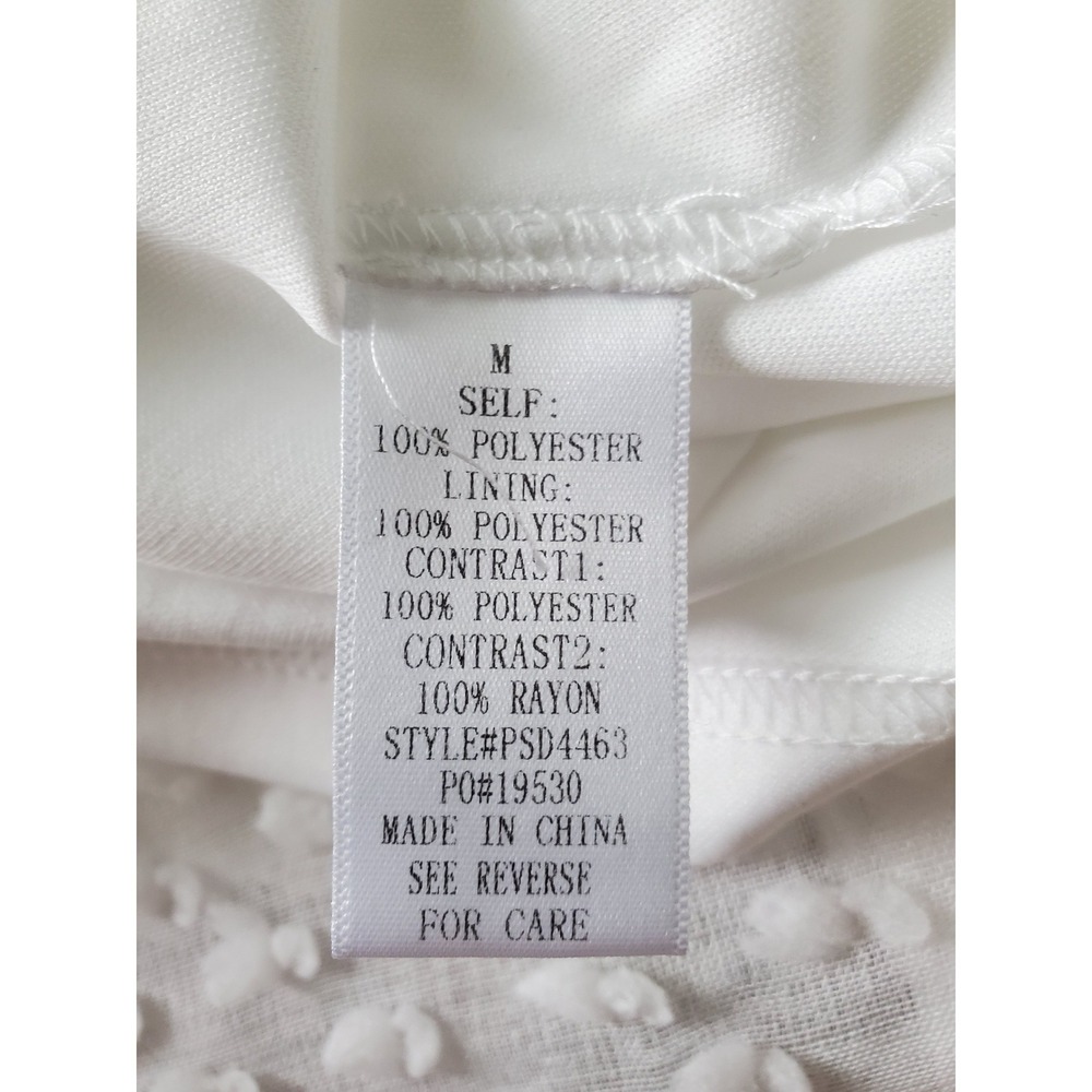 Polagram White Dot Smocked w/ Puff Sleeve Midi Dress Womens Medium NWT - Picture 8 of 16